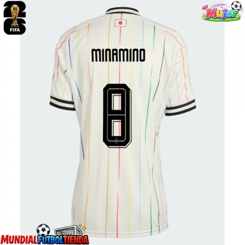 Camiseta Japón Takumi Minamino #8 Segunda Equipación Replica Mundial 2026 para mujer mangas cortas
